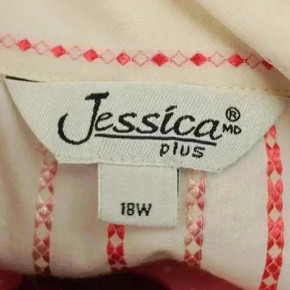 JESSICA‎ Plus ladies button down 3/4 sleeve shirt pink size 18W - Picture 8 of 9